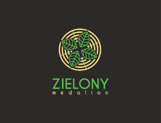Projekt graficzny logo dla firmy online zielony medalion